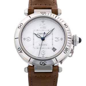 Pasha Brown Leather Strap (White)